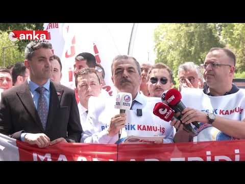 Kamu-İş Konfederasyonu yüzde 50 oranında ek zam talebiyle TBMM önünde açıklama yapıyor