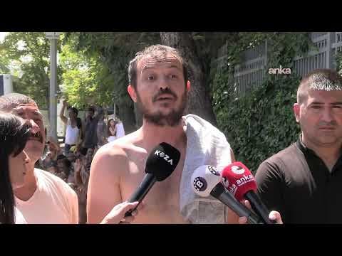 Bağımsız Maden İş üyesi madenciler, Enerji ve Tabii Kaynaklar Bakanlığı önünde açıklama yapıyor