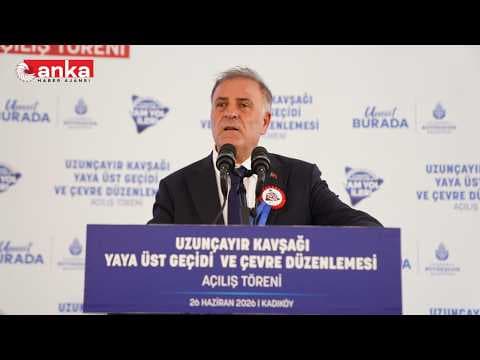 Nuri Aslan, Uzunçayır Kavşağı Yaya Üst Geçidi ve Çevre Düzenlemesi Açılış Töreni'nde konuşuyor