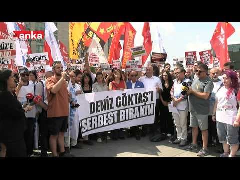Komedyen Deniz Göktaş'ın tutuklama kararının ardından İstanbul Adliyesi önünde açıklama yapılıyor