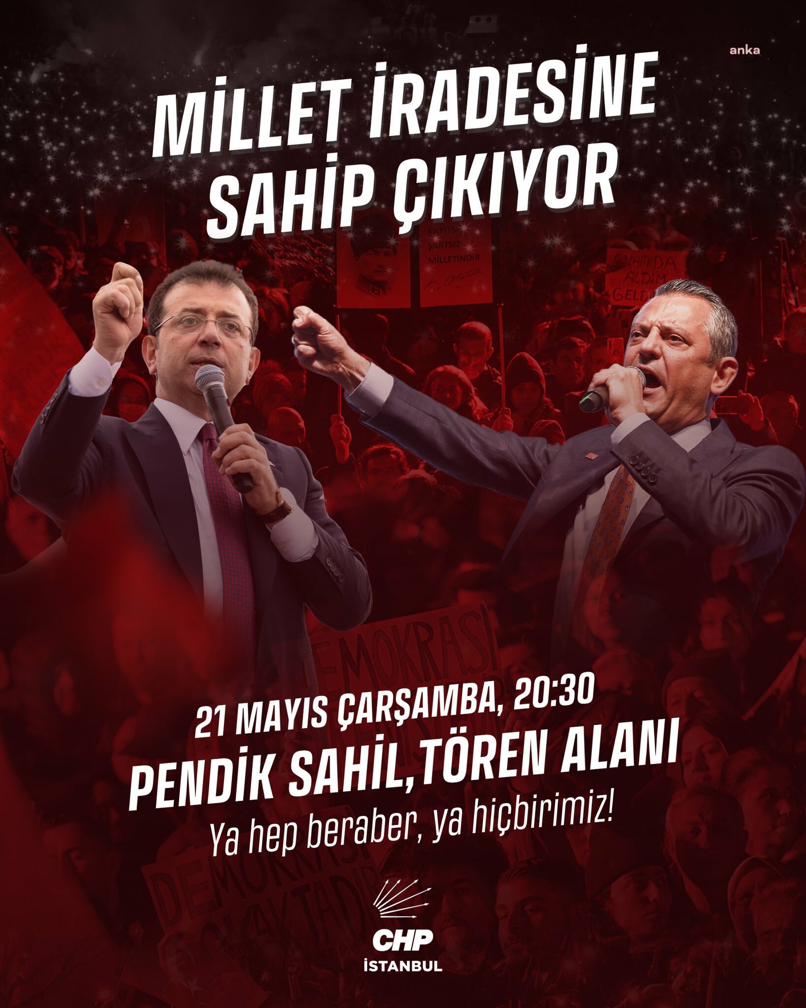 CHP'nin, "Millet İradesine Sahip Çıkıyor" mitinglerinin altıncısı Pendik'te düzenlenecek