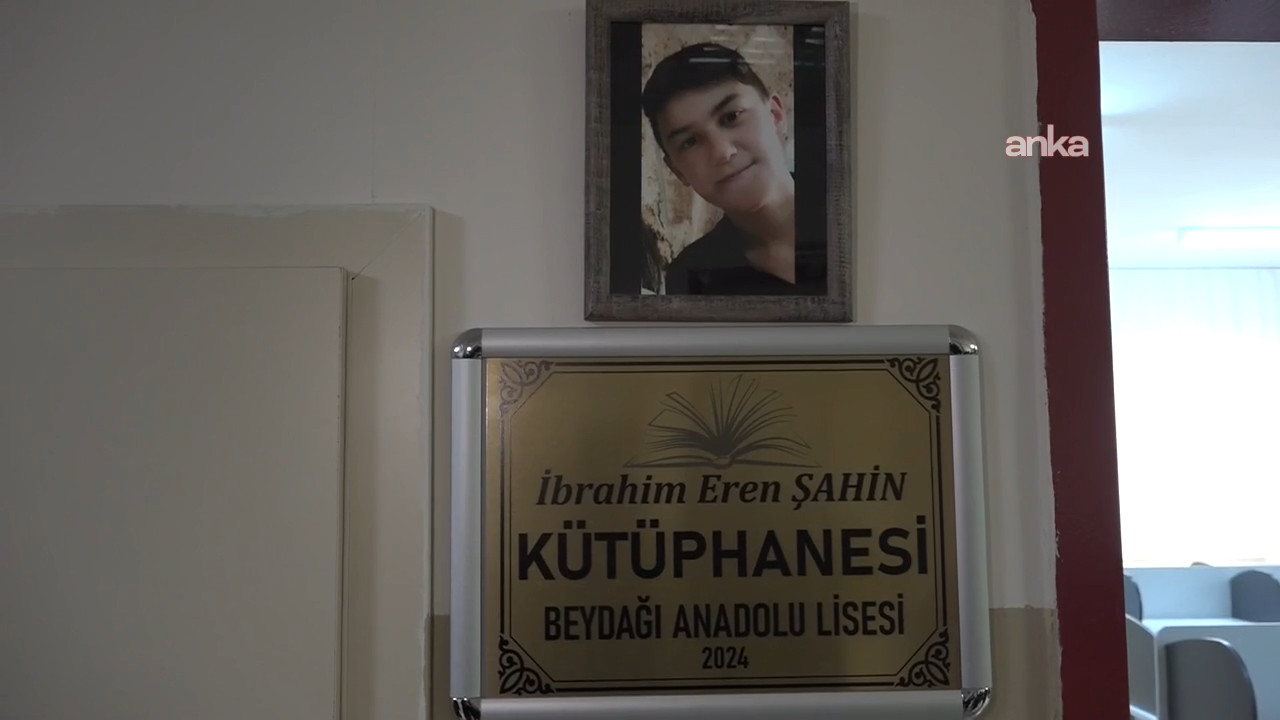 Depremde hayatını kaybeden İbrahim Eren Şahin’in adı Beydağı Anadolu Lisesi’nde kütüphanede yaşatılıyor
