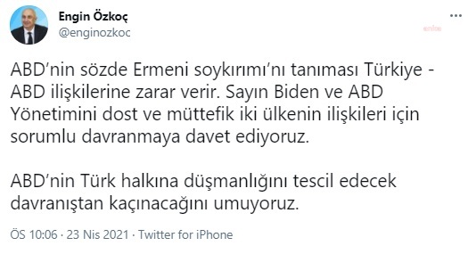 CHP'li Özkoç, ABD yönetimini 'sorumlu davranmaya' davet etti - Resim : 1